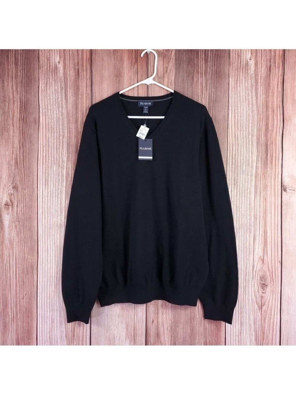 NWT Jos A Bank V-Neck Sweater Mens XL Tailored Fit 100% Pima Cotton Black
